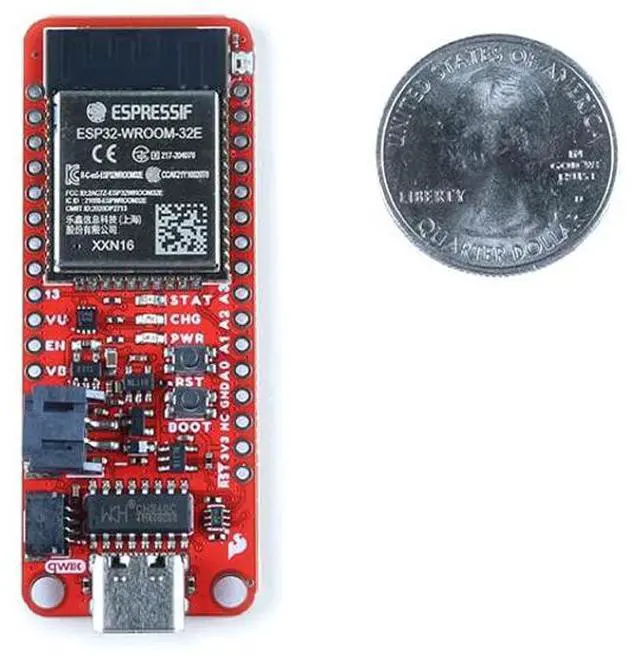Alt view image 3 of 5 - SparkFun Thing Plus - ESP32 WROOM (USB-C) - ESP32-D0WDQ6 Chip Integrated RGB Status LED Operating Voltage: 3.3V Board Dimensions: 2.3in x 1.0in x 0.5in
