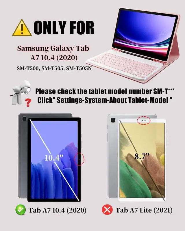 Alt view image 2 of 5 - TUNKARMOR Case Keyboard for Samsung Galaxy Tab A7 2020 10.4-inch SM-T500 SM-T505 SM-T505N Built-in Pencil Holder with Mouse - Pink