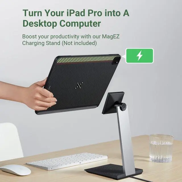 Alt view image 3 of 5 - PITAKA iPad Pro 11 Inch Case for iPad Pro 11 Inch 2022/2021, Magnetic Wireless-Like Charging, Magic Keyboard Compatible Case Support Apple Pencil 2 Charging, 1500D Aramid Fiber Made, Overture