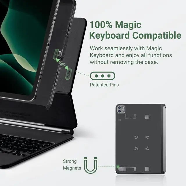 Alt view image 5 of 5 - PITAKA iPad Pro 11 Inch Case for iPad Pro 11 Inch 2022/2021, Magnetic Wireless-Like Charging, Magic Keyboard Compatible Case Support Apple Pencil 2 Charging, 1500D Aramid Fiber Made, Overture