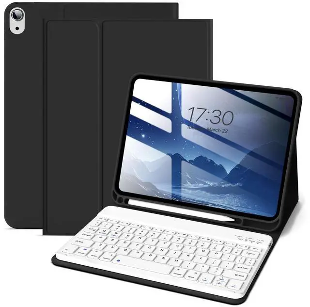 Main image of JKSML for iPad 11/10th Generation Case with Keyboard 11-inch A16 2025 10th Gen 10.9 Inch 2022 Wireless Detachable Folio Keyboard Cover Thin & Light with Pencil Holder (Black)
