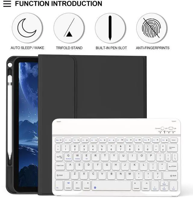 Alt view image 3 of 5 - JKSML for iPad 11/10th Generation Case with Keyboard 11-inch A16 2025 10th Gen 10.9 Inch 2022 Wireless Detachable Folio Keyboard Cover Thin & Light with Pencil Holder (Black)