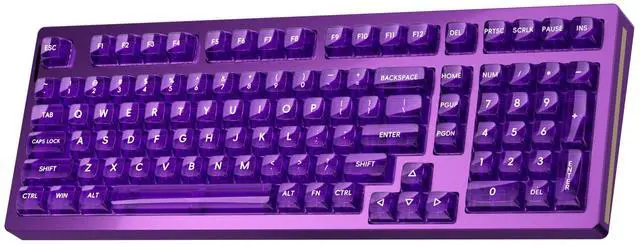 Main image of kutethy KY98 Wireless Mechanical Keyboard with Transparent Keycaps,Full Aluminum CNC,Hot-swappable,Pre-lubed Linear Switches,Gasket Structure,RGB Backlit,OLED Screen,BT5.0/2.4G/USB-C Wired (Purple)