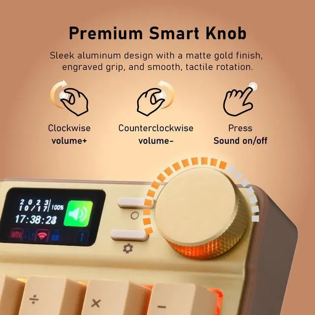 Alt view image 4 of 5 - iRocks K85R Wireless RGB Backlit Mechanical Gaming Keyboard with LCD Display, Hot-Swappable Pre-lubed Brown Switches, 98 PBT Keys, USB-C Detachable Cable (Light Golden, Bubble Switch)