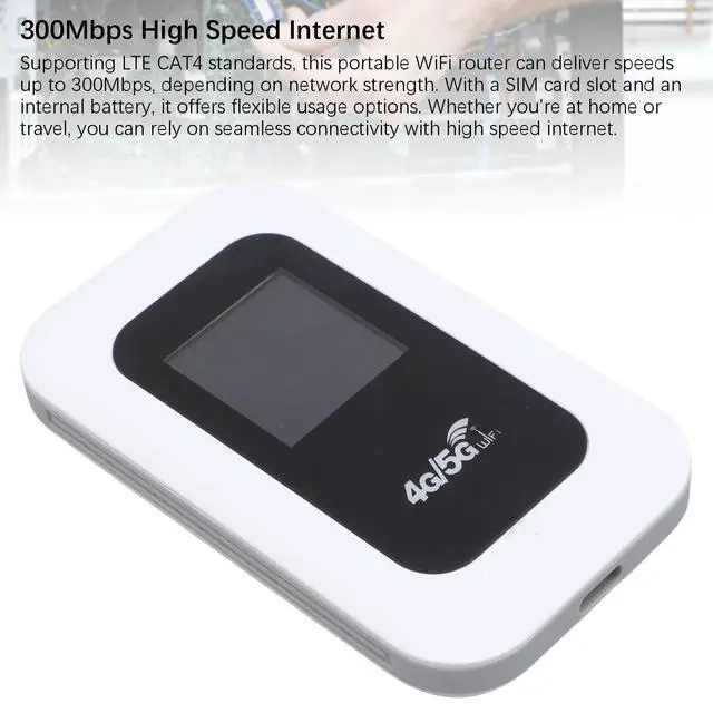 Alt view image 3 of 5 - WiFi Mobile Hotspot, 300Mbps High Speed 4G Unlocked WiFi Hotspot Device, Wireless Network Portable Router with SIM Card Slot for Travel, Support 10 Users