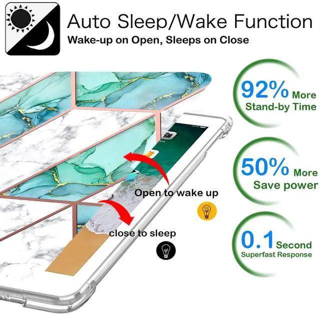 Alt view image 3 of 5 - DuraSafe Cases for iPad PRO 10.5 Inch 2017 Air 10.5 3rd Generation 2019 [ Air 3 ] A1701 A2152 A2123 MQF12LL/A MQEY2LL/A MQF22LL/A TPU Ultra Printed Flip Case with Corner Protection - Marble Green