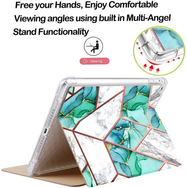 Alt view image 5 of 5 - DuraSafe Cases for iPad PRO 10.5 Inch 2017 Air 10.5 3rd Generation 2019 [ Air 3 ] A1701 A2152 A2123 MQF12LL/A MQEY2LL/A MQF22LL/A TPU Ultra Printed Flip Case with Corner Protection - Marble Green