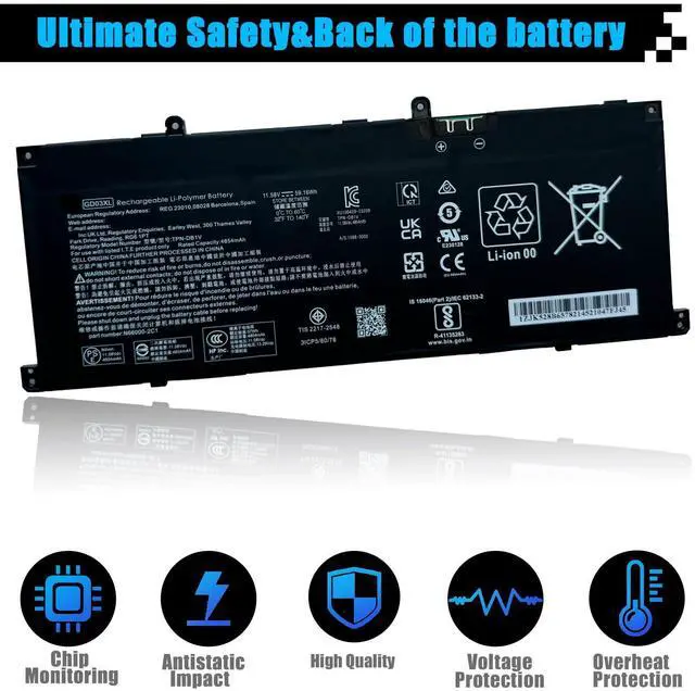 Alt view image 4 of 5 - AOMKA GD03XL N66215-005 Laptop Battery Replacement for HP Envy x360 14 2-in-1 14-fc0078TU / EliteBook Ultra G1q OmniBook 14-fe0101nb Series GD03059XL N66000-1E1 HSTNNN-AB1E 59.16Wh