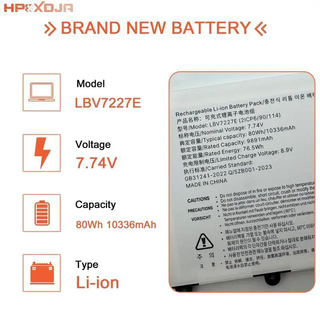 Alt view image 2 of 5 - HPXXDJA LBV7227E Laptop Battery Replacement for LG Gram 15Z90N 17Z90N Gram 16 2-in-1 16T90P 16Z90PC 16Z90PG 16ZD90P Series Notebook 2IC96/90/114 7.74V 80Wh 10336mAh