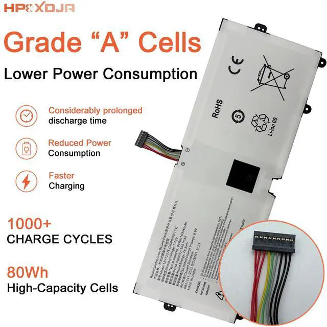 Alt view image 3 of 5 - HPXXDJA LBV7227E Laptop Battery Replacement for LG Gram 15Z90N 17Z90N Gram 16 2-in-1 16T90P 16Z90PC 16Z90PG 16ZD90P Series Notebook 2IC96/90/114 7.74V 80Wh 10336mAh