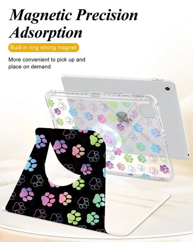 Alt view image 3 of 5 - Shorogyt for iPad Air 11 Inch Case M3 2025&M2 2024/Air 5th Generation 2022/Air 4th Gen 2020/Pro 11 Inch Case Magnetic Stand for Women - Cute 360 Degree Rotating Covers Girls Pencil Holder,Dog Claw