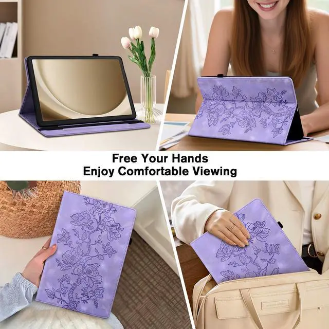 Alt view image 4 of 5 - YHDXUYS Case for Samsung Galaxy Tab S10 Plus 2024/S9 FE Plus 2023/S9 Plus 2023 12.4 Inch, Slim PU Leather Folio Cover with Multi-Angle Stand and Pen Holder, Purple