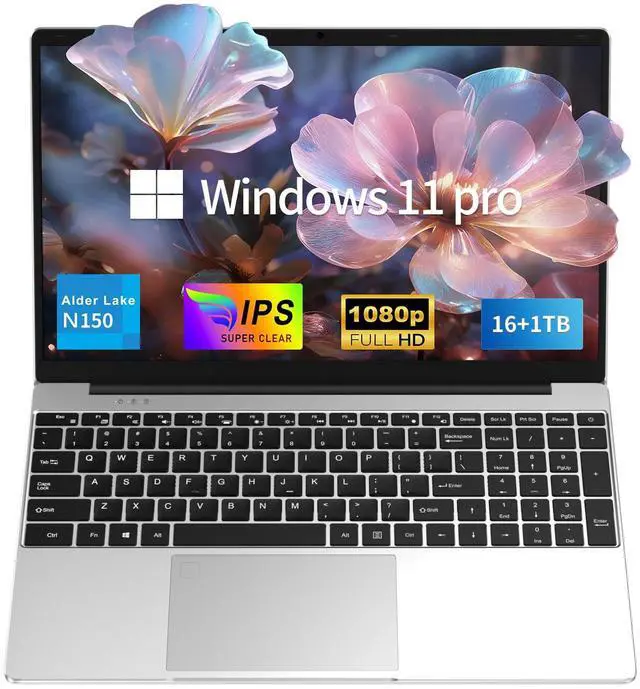 Main image of SAGAWHALE 2025 Laptop Computer 15.6" FHD IPS Display, 16GB RAM 1TB SSD, 4-Core N150 Processor up to 3.6GHz, with Win 11 Pro, Thin & Light 3.52lbs, Backlit Keyboard, Silver
