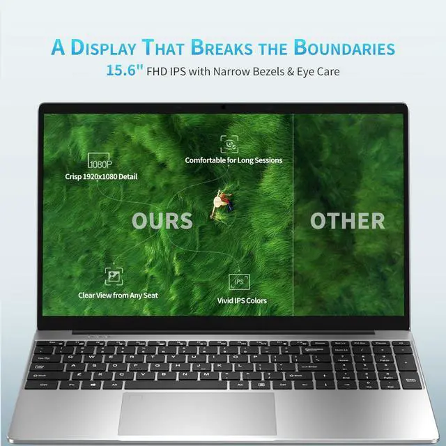 Alt view image 4 of 5 - SAGAWHALE 2025 Laptop Computer 15.6" FHD IPS Display, 16GB RAM 1TB SSD, 4-Core N150 Processor up to 3.6GHz, with Win 11 Pro, Thin & Light 3.52lbs, Backlit Keyboard, Silver