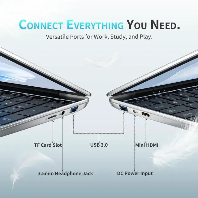 Alt view image 5 of 5 - SAGAWHALE 2025 Laptop Computer 15.6" FHD IPS Display, 16GB RAM 1TB SSD, 4-Core N150 Processor up to 3.6GHz, with Win 11 Pro, Thin & Light 3.52lbs, Backlit Keyboard, Silver