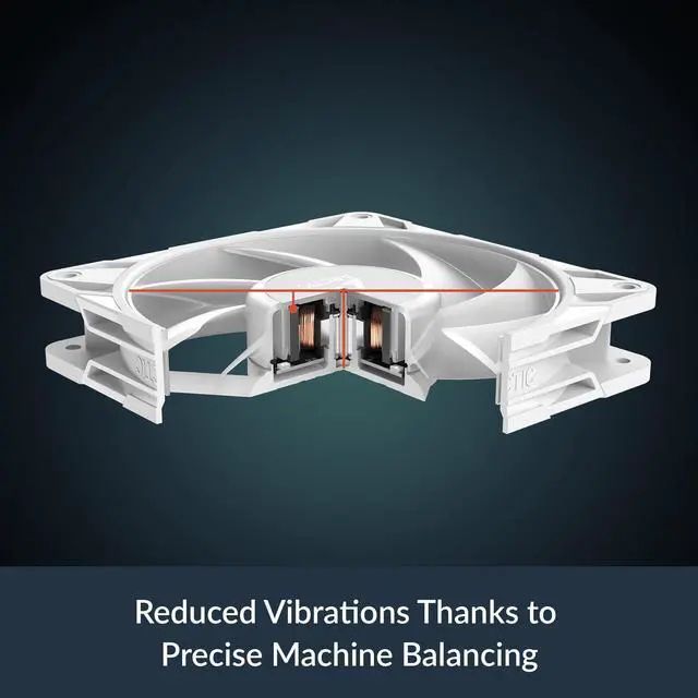 Alt view image 4 of 5 - ARCTIC P12 Pro A-RGB (White) - 3 Pack - Powerful Premium Fan, 120 mm PWM Fan with Y-Cable Splitte, 600-3000 RPM, 0 RPM <5% PWM, 5V Digital RGB, Fluid Dynamic Bearing - White