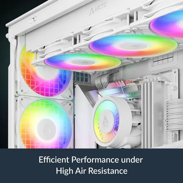 Alt view image 3 of 5 - ARCTIC P12 Pro A-RGB (White) - 3 Pack - Powerful Premium Fan, 120 mm PWM Fan with Y-Cable Splitte, 600-3000 RPM, 0 RPM <5% PWM, 5V Digital RGB, Fluid Dynamic Bearing - White