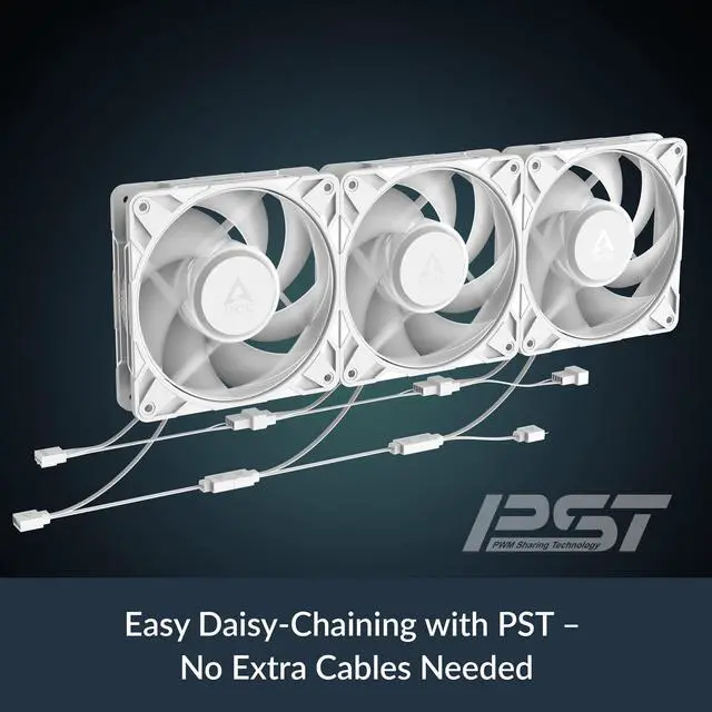 Alt view image 5 of 5 - ARCTIC P12 Pro A-RGB (White) - 3 Pack - Powerful Premium Fan, 120 mm PWM Fan with Y-Cable Splitte, 600-3000 RPM, 0 RPM <5% PWM, 5V Digital RGB, Fluid Dynamic Bearing - White