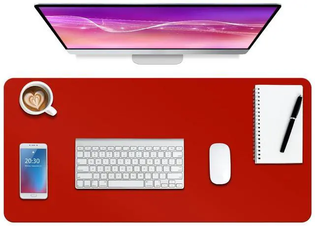 Main image of Boutilon Leather Desk Pad Protector,Non-Slip Mouse Pad,Laptop Desk Pad,Office Mouse Mat,Waterproof Leather Desk Blotter,Desk Writing Pad for Office and Home (XXL-Red,47.2"x 17")