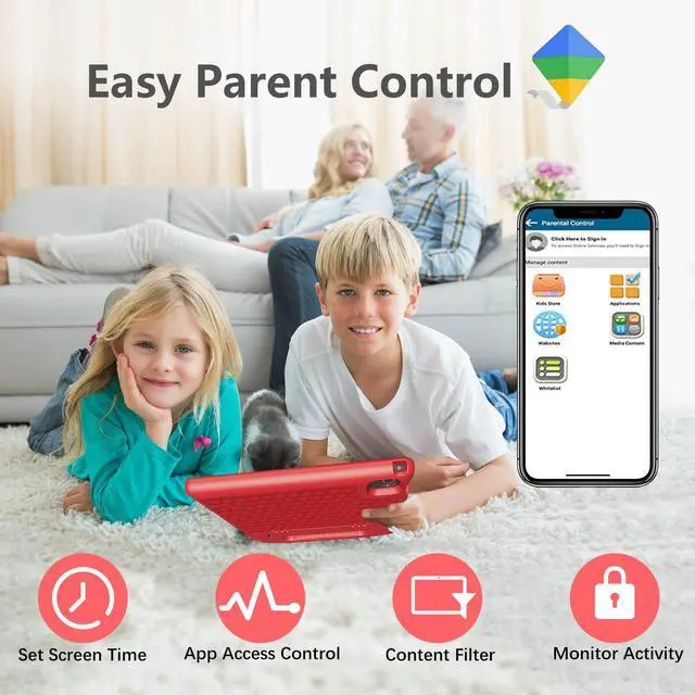 Alt view image 3 of 5 - ITDULCET Kids Tablet, 10 inch Android 14 Tablet for Kids, 8GB RAM 64GB ROM Octa-Core Fast-Charging Battery Toddler Tablets with Shockproof Case, Bluetooth, WiFi, Parental Control, Dual Camera, GPS