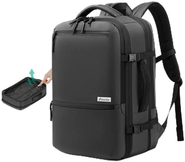 Main image of Dinictis Vacuum Seal Travel Backpack 60L Built-in Pump, Expandable Backpack with Vacuum Compression fits 17 inch Laptop, Waterproof Carry On Suitcase Luggage suit for Short Trip and Business-Dark Grey