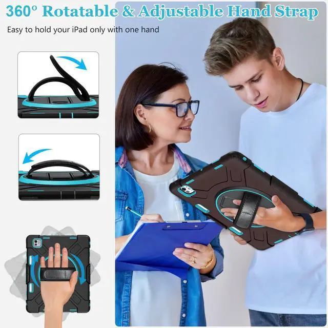 Alt view image 5 of 5 - Case for iPad Pro 13 Inch M5 2025/ M4 2024: Military Grade Cover for iPad Pro 13" with Screen Protector - Stand - Handle - Shoulder Strap - Pencil Holder- Mint Green