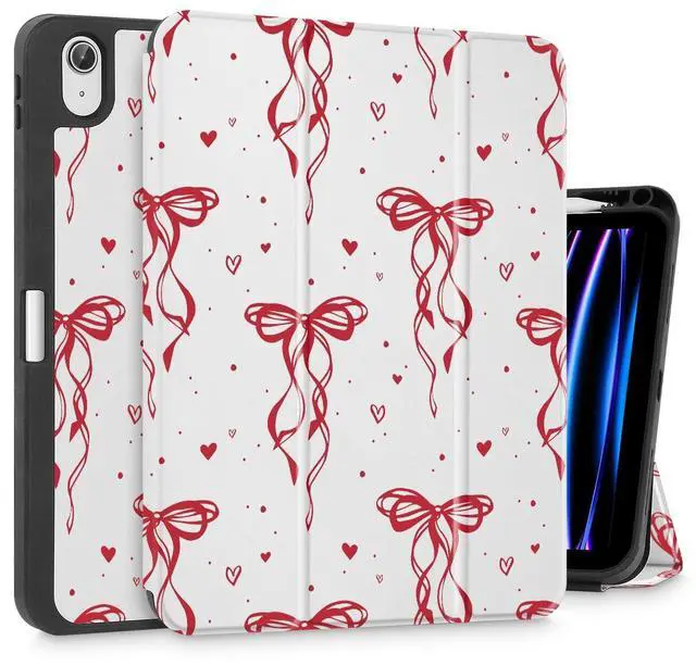 Main image of Mektron Case for iPad Air 11 inch (M3 2025 7th /M2 2024 6th), Compatible with iPad Air 10.9" (2022 5th Gen /2020 4th Gen) Tablet Cover Buit in Pencil Holder with Auto Wake/Sleep, Layer Bows