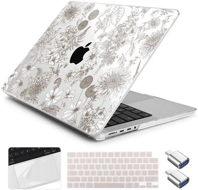 Main image of Yebiseven for MacBook Pro 14 Inch Case M5 M4 M3 M2 M1 2025 2024-2021 Model A3434/A3112/A3401/A3185/A2918/A2992/A2779/A2442,Hard Shell with Keyboard Cover+Trackpad Film+OTG Adapter, Dahlia Cosmos