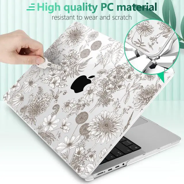 Alt view image 5 of 5 - Yebiseven for MacBook Pro 14 Inch Case M5 M4 M3 M2 M1 2025 2024-2021 Model A3434/A3112/A3401/A3185/A2918/A2992/A2779/A2442,Hard Shell with Keyboard Cover+Trackpad Film+OTG Adapter, Dahlia Cosmos