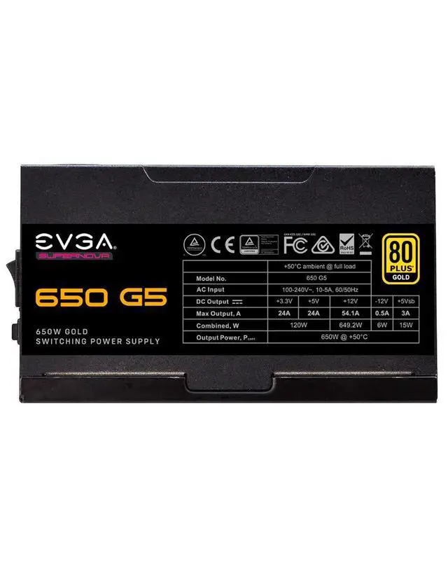 Alt view image 5 of 5 - EVGA 650 G5, 80 Plus Gold 650W, Fully Modular, ECO Mode with Fdb Fan, 100% Japanese Capacitors, 10 Year Warranty, Compact 150mm Size, Power Supply 220-G5-0650-X1