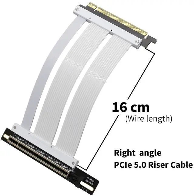 Alt view image 2 of 5 - GIGA-MEGA PCIe X16 GEN5 Right Angle Riser Cable PCIe 4.0 and 5.0 with GPU Vertical Mount Bracket for RTX4090,RTX5090D, RX7900XT, RX9070 ATX (16CM GEN5 White)