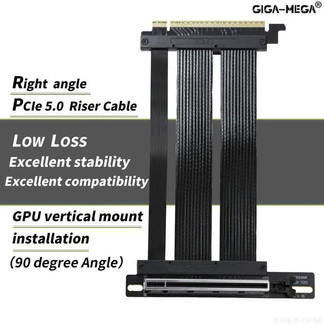 Alt view image 4 of 5 - GIGA-MEGA PCIe X16 GEN5 Right Angle Riser Cable PCIe 4.0 and 5.0 with GPU Vertical Mount Bracket for RTX4090,RTX5090D, RX7900XT, RX9070 ATX (16CM GEN5 White)