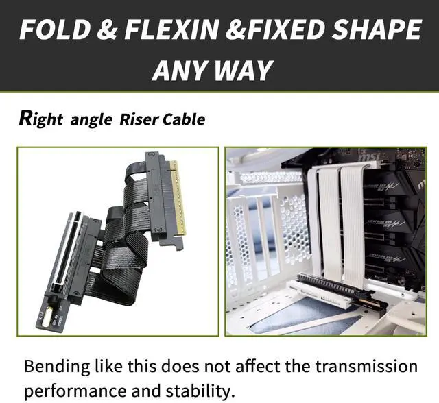 Alt view image 5 of 5 - GIGA-MEGA PCIe X16 GEN5 Right Angle Riser Cable PCIe 4.0 and 5.0 with GPU Vertical Mount Bracket for RTX4090,RTX5090D, RX7900XT, RX9070 ATX (16CM GEN5 White)