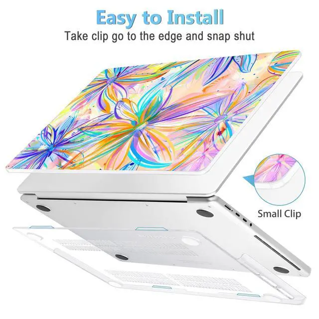 Alt view image 3 of 5 - Mektron Case for M5 MacBook Pro 14 inch 2025 A3434 A3112 Fit 2024-2021 Model M4 A3112 A3401 A3185 M3 A2918 A2992 M2 A2779 M1 A2442 Pro/Max, Hard Shell Cover for MacBook Pro 14", Watercolor FlowerC328