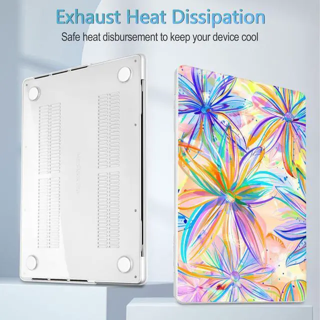 Alt view image 4 of 5 - Mektron Case for M5 MacBook Pro 14 inch 2025 A3434 A3112 Fit 2024-2021 Model M4 A3112 A3401 A3185 M3 A2918 A2992 M2 A2779 M1 A2442 Pro/Max, Hard Shell Cover for MacBook Pro 14", Watercolor FlowerC328