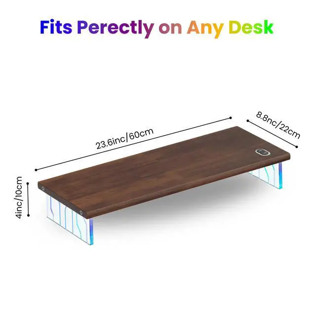 Alt view image 2 of 5 - Veyro Gaming Monitor Stand For Desk with Acrylic Legs & 18-Color RGB LED Light - Gaming Monitor Riser and Wooden Monitor Stands for Monitors, Laptops & Gaming PCs  Ergonomic Acrylic Desk Riser