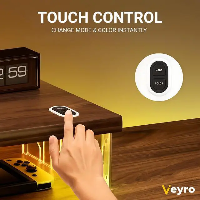 Alt view image 5 of 5 - Veyro Gaming Monitor Stand For Desk with Acrylic Legs & 18-Color RGB LED Light - Gaming Monitor Riser and Wooden Monitor Stands for Monitors, Laptops & Gaming PCs  Ergonomic Acrylic Desk Riser