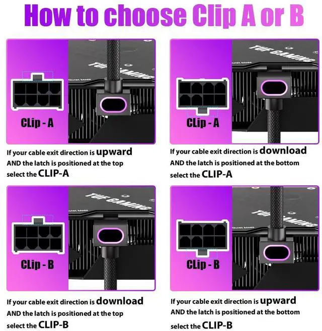 Alt view image 2 of 5 - AIJS 8PIN GPU Extension Cable, ARGB PC Cable with 5V 3Pin,18AWG 90° Right-Angle Design for Cleaner PC Builds,Male-to-Female Connectors Suitable for Various GPU and Power Supply.30CM(Black-GPU-Clip B)