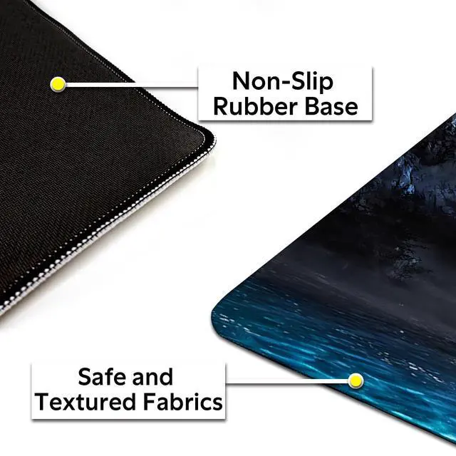 Alt view image 5 of 5 - Moon Ocean Landscape Mouse Pad, Scenic Night Sky with Full Moon Mousepad - Large Non - Slip Desk Mat for Office, PC & Laptop - 31.5"x11.8" x 3mm