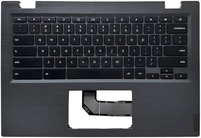 Main image of Rinbers Laptop Palmrest Upper Case Top Cover with US Keyboard NO Touchpad Assembly Replacement for Lenovo Chromebook 14 S345-14AST 81WX 14e 81MH 5CB0S95246 Gray