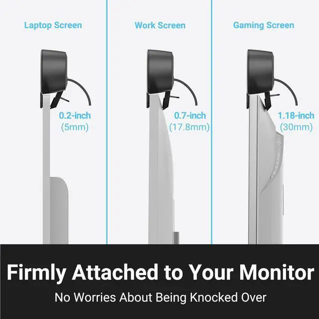 Alt view image 5 of 5 - Inwa Computer Speakers for Desktop PC, USB Monitor Speaker Bar with Clip-On, Wired Desk Speakers with HD Stereo Loud Sound, Laptop Speaker Mini Sound Bar, Easily Clamps to Monitor