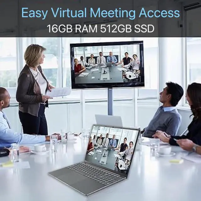 Alt view image 5 of 5 - XISEZIUO 15.6" Business Laptop 16GB RAM 512GB SSD - Full HD 1080P IPS Display Backlit Keyboard Fingerprint, N100 Processor Computer for College Student Home WiFi 5, Win 11