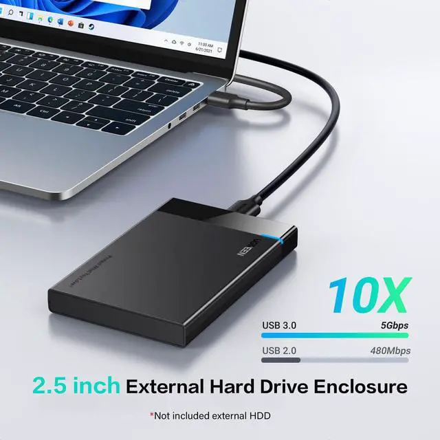 Alt view image 2 of 5 - UGREEN 2.5" Hard Drive Enclosure USB 3.0 to SATA III Adapter Bundle with UGREEN Revodok 105 USB C Hub 5 in 1 Multiport Adapter
