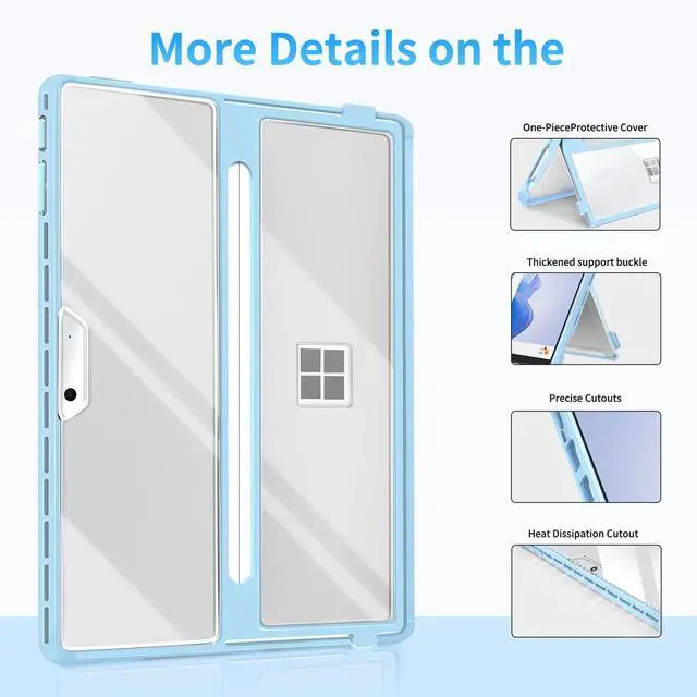 Alt view image 5 of 5 - SSS·GRGB Case Updated Version fit Microsoft Surface Pro 11/10 /9/8 13-Inch, All-in-one Rugged Case Compatible with Type Cover Keyboards, Transparent&Light Blue
