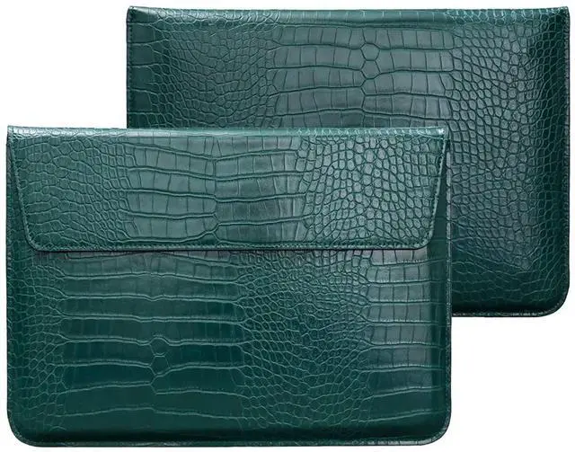 Main image of LCMOCICO Laptop Sleeve Bag For 2023 MacBook Air 15 inch M2 A2941 Crocodile Grain PU Leather Flap Style Case Notebook Bag for Mac Pro 16 M2/M1 Pro/Max A2780 A2485 A2141 2019-2023,Pro 15 2012-2019,Green