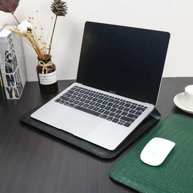 Alt view image 4 of 5 - LCMOCICO Laptop Sleeve Bag For 2023 MacBook Air 15 inch M2 A2941 Crocodile Grain PU Leather Flap Style Case Notebook Bag for Mac Pro 16 M2/M1 Pro/Max A2780 A2485 A2141 2019-2023,Pro 15 2012-2019,Green