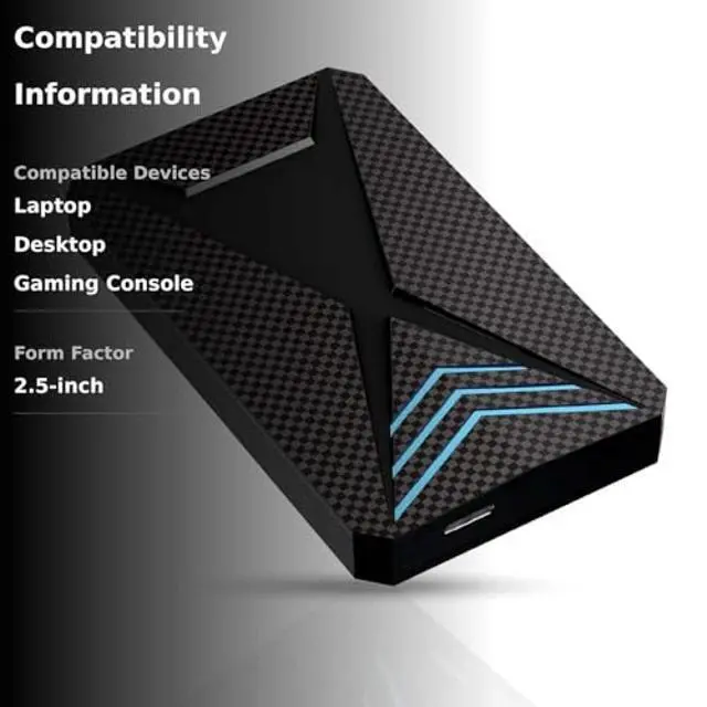 Alt view image 3 of 5 - 1TB External Hard Drive Portable USB 3.0 External HDD with RGB Light  High-Speed Data Transfer Data Storage Drive Compatible with PS3, PS4, Desktop, Laptop, Gaming Consoles, and More