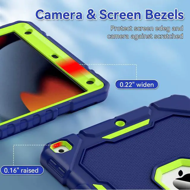 Alt view image 5 of 5 - Grifobes Case for iPad 9th/8th/7th Generation 10.2 Inch (2021/2020/2019), Kick Stand Heavy Duty Shockproof Rugged Protective 10.2" Cover for iPad 9 8 7 Gen for Kids (Navy Blue+Teal)