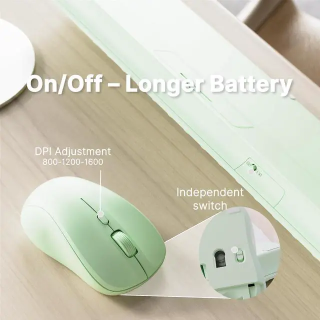 Alt view image 4 of 5 - FCPLU x UBOTIE Wireless Keyboard and Mouse Combo with 110 Round Keycaps, Power Switch, and Scissor-Switch Typing Feel  Ideal for Office Use(Cyan)