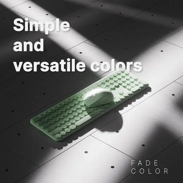 Alt view image 3 of 5 - FCPLU x UBOTIE Wireless Keyboard and Mouse Combo with 110 Round Keycaps, Power Switch, and Scissor-Switch Typing Feel  Ideal for Office Use(Cyan)